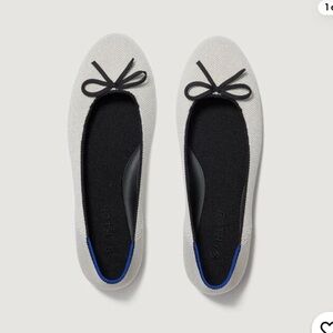 Rothy's Ballet Flats in Metallic Silver with Black Accents